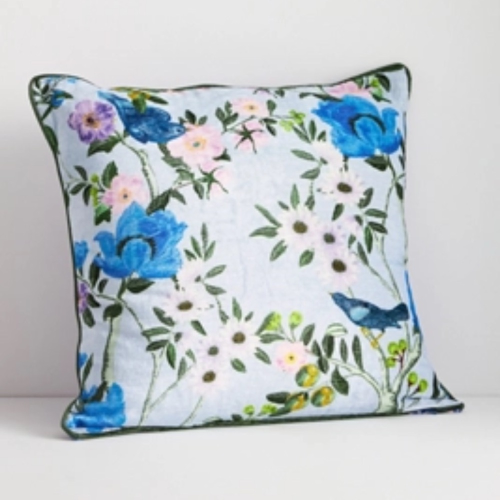 Anthropologie Alva Floral Velvet Pillow